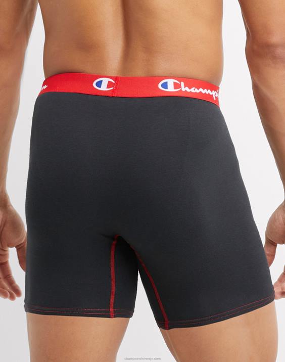 Champion moški popolna podporna torbica paket boksaric, raztegljiv bombaž, ki odvaja vlago, proti drgnjenju, 3 paketi, črna 2B84689