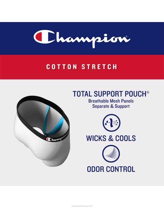 Champion moški popolna podporna torbica paket boksaric, raztegljiv bombaž, ki odvaja vlago, proti drgnjenju, 3 paketi, črna 2B84689