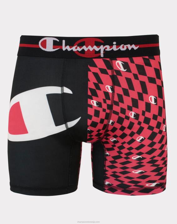 Champion moški specialne boksarice karo 2B84669 c logotip črno rdeč karo