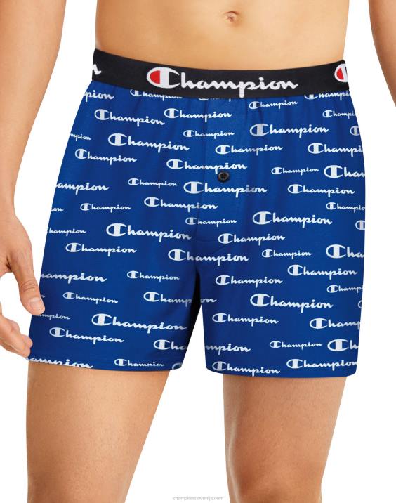 Champion moški vsakodnevno udobne boksarice iz raztegljivega bombaža v mornarsko modri barvi in ​​izbor treh kosov 2B84683 mornarsko bel logotip/črna/siva/rdeča
