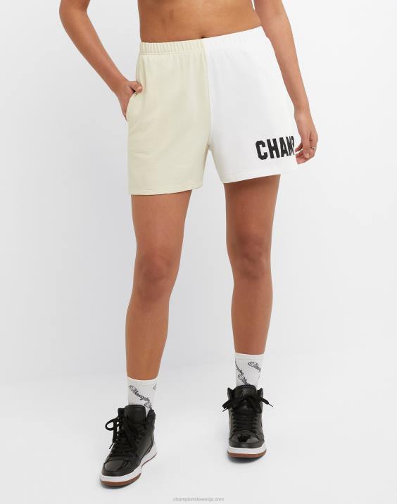Champion ženske dvobarvne kratke hlače z visokim pasom 5\" 2B841442 sveža porjavelost/bela