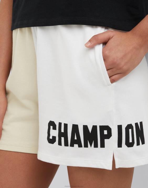 Champion ženske dvobarvne kratke hlače z visokim pasom 5\" 2B841442 sveža porjavelost/bela