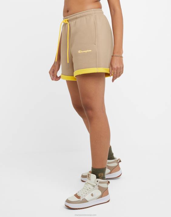 Champion ženske klasične kratke hlače iz flisa dvotonske 3,5\" 2B841465 podeželski oreh/rumeni kamen