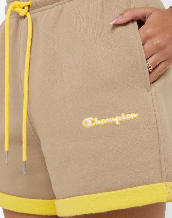 Champion ženske klasične kratke hlače iz flisa dvotonske 3,5\" 2B841465 podeželski oreh/rumeni kamen