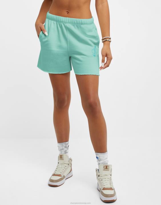 Champion ženske lahke flis boyfriend kratke hlače butterfly clean mint 4\" 2B841445 sončna barva čista meta