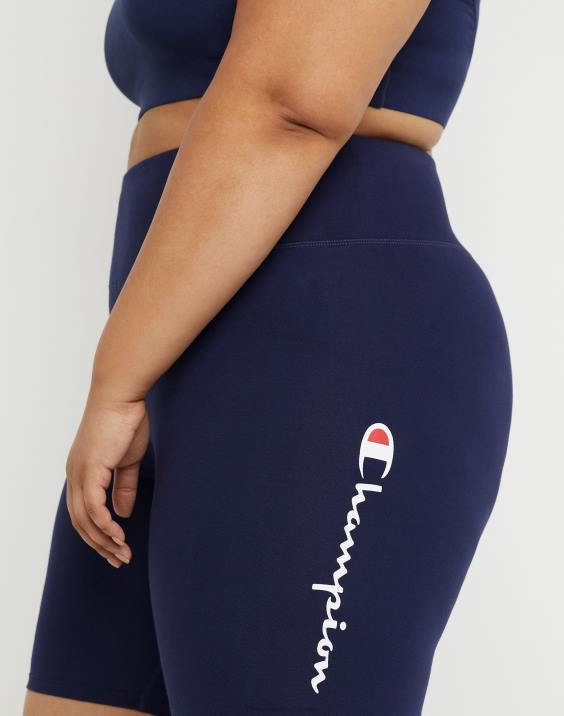 Champion ženske plus pristne kratke kolesarske hlače z logotipom 8\" 2B841484 atletska mornarica