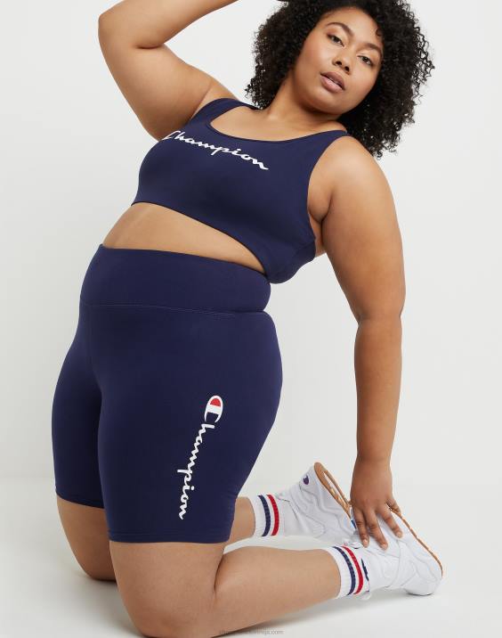 Champion ženske plus pristne kratke kolesarske hlače z logotipom 8\" 2B841484 atletska mornarica