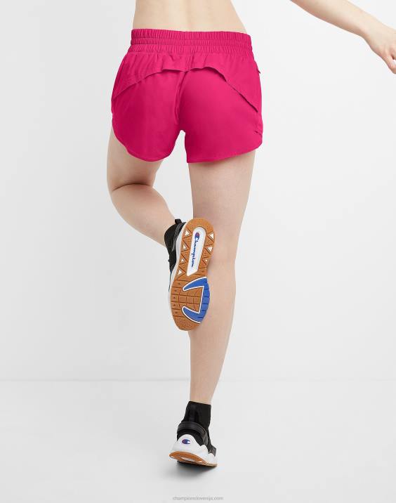 Champion ženske športno tkane kratke 4\" 2B841427 jagodno rdečilo