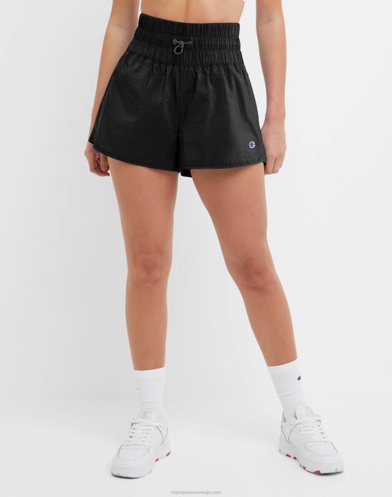 Champion ženske tkane kratke hlače z logotipom c zaplato 2,5\" 2B841420 Črna