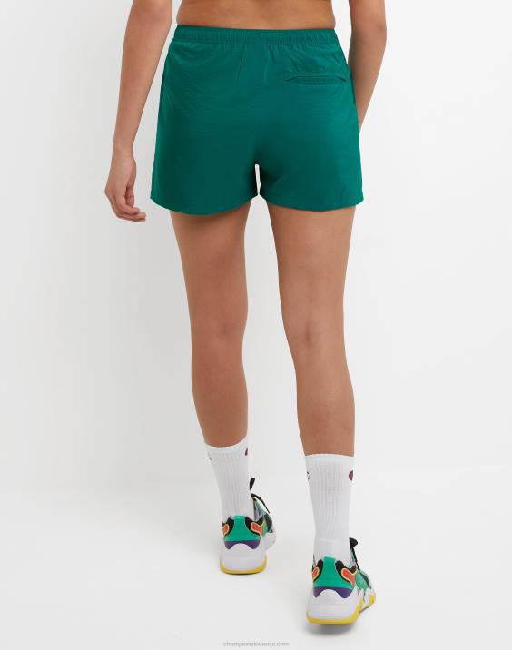 Champion ženske tkane telovadne kratke hlače classic script 2,5\" 2B841444 everglade zelena