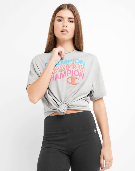 Champion ženske klasični ohlapni logotipi z valovitimi majicami nad c 2B842049 oksford siva