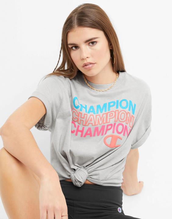 Champion ženske klasični ohlapni logotipi z valovitimi majicami nad c 2B842049 oksford siva