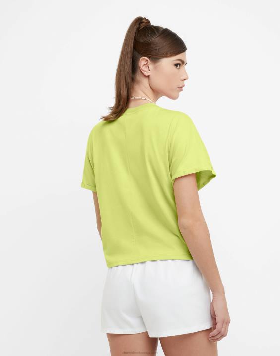 Champion ženske majica s kratkimi rokavi na zavezovanje spredaj, logotip trojni C 2B841354 zamrznjeno apno