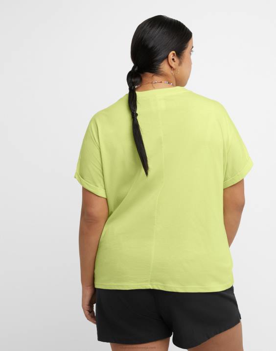 Champion ženske majica s kratkimi rokavi na zavezovanje spredaj, logotip trojni C (večja velikost) 2B841379 zamrznjeno apno