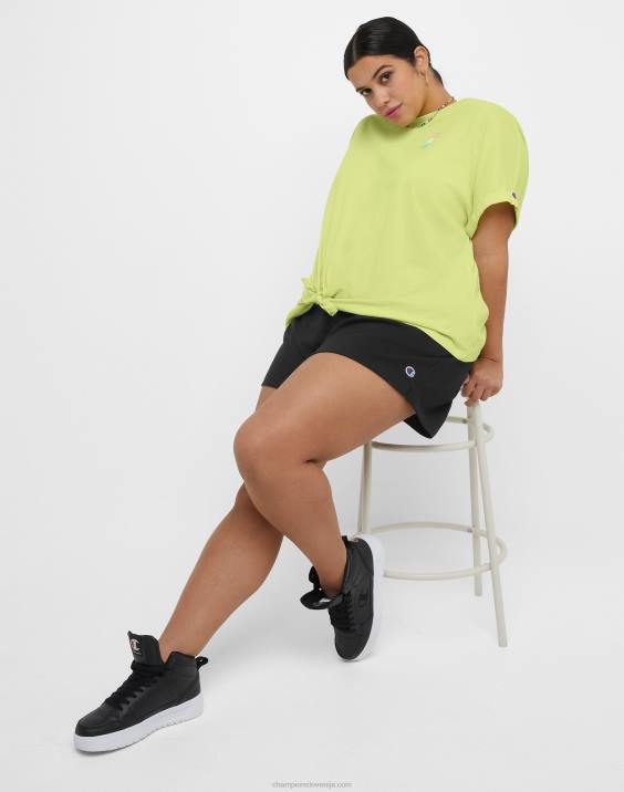 Champion ženske majica s kratkimi rokavi na zavezovanje spredaj, logotip trojni C (večja velikost) 2B841379 zamrznjeno apno