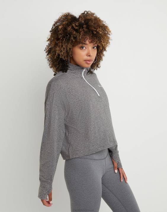 Champion ženske mehak logotip s četrtino zadrge 2B842037 ebenovinasto vresje