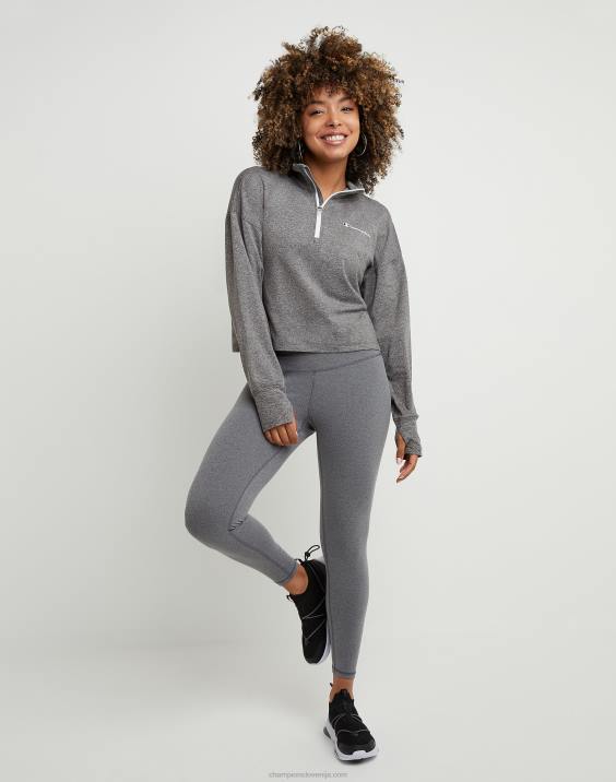 Champion ženske mehak logotip s četrtino zadrge 2B842037 ebenovinasto vresje