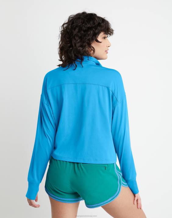 Champion ženske mehak logotip s četrtino zadrge 2B842038 modra šojka