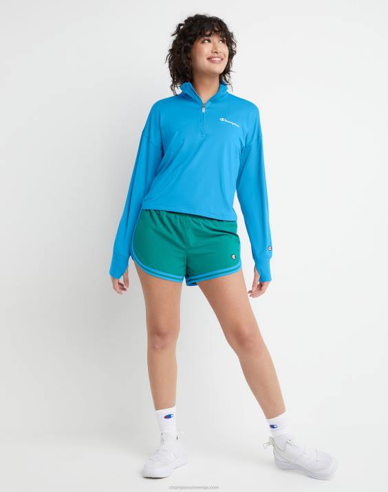 Champion ženske mehak logotip s četrtino zadrge 2B842038 modra šojka