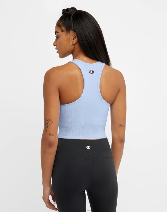 Champion ženske mehak na dotik rebrast crop top c logotip 2B841388 ciel modra