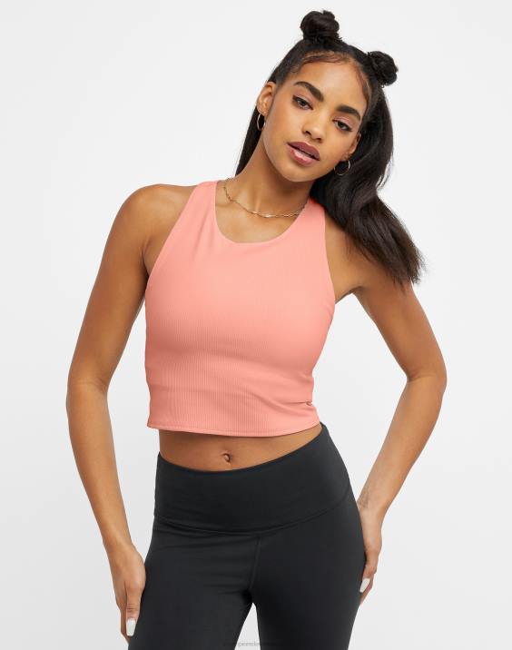 Champion ženske mehak na dotik rebrast crop top c logotip 2B841390 roza zvezda