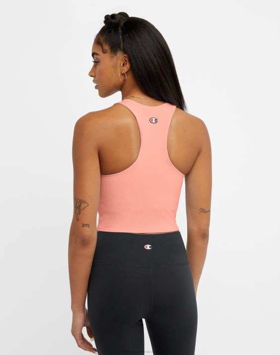Champion ženske mehak na dotik rebrast crop top c logotip 2B841390 roza zvezda