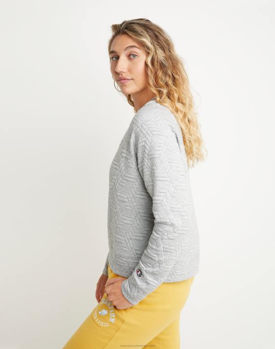 Champion ženske mehak pulover z besedilnim potiskom 2B841408 oksford siva
