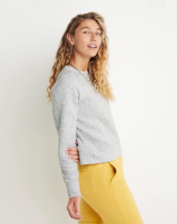 Champion ženske mehak pulover z besedilnim potiskom 2B841408 oksford siva