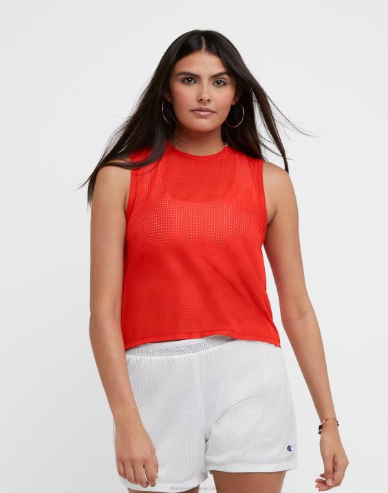 Champion ženske mrežast brezrokavnik z logotipom 2B841340 rdeči plamen