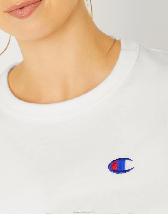 Champion ženske okrajšana majica boyfriend z dolgimi rokavi 2B842035 bela