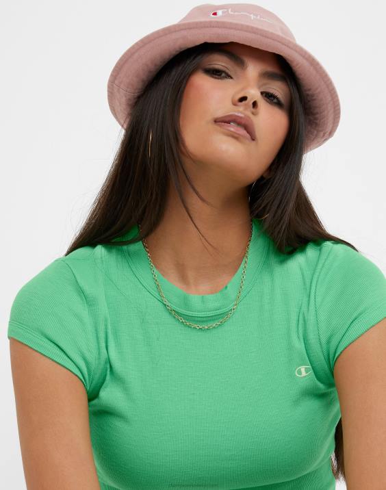Champion ženske opremljena rebrasta majica c logotipom 2B841328 srečna pomlad zelena