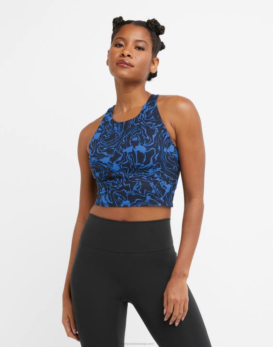 Champion ženske soft touch crop top tisk 2B842027 marmorni val črn