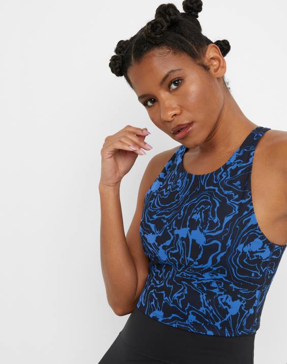 Champion ženske soft touch crop top tisk 2B842027 marmorni val črn