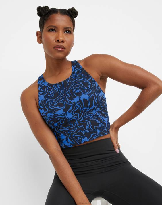 Champion ženske soft touch crop top tisk 2B842027 marmorni val črn