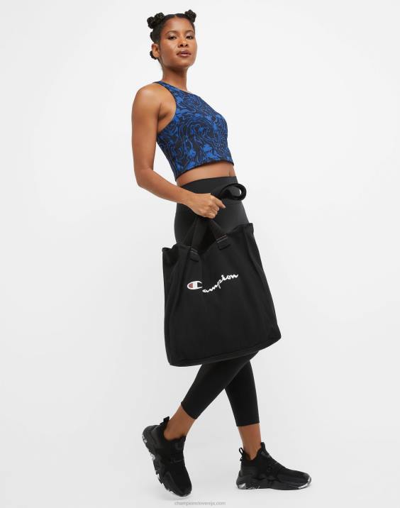 Champion ženske soft touch crop top tisk 2B842027 marmorni val črn