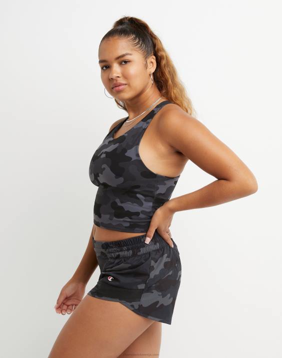 Champion ženske soft touch crop top tisk 2B842028 športno maskirno strelivo črno