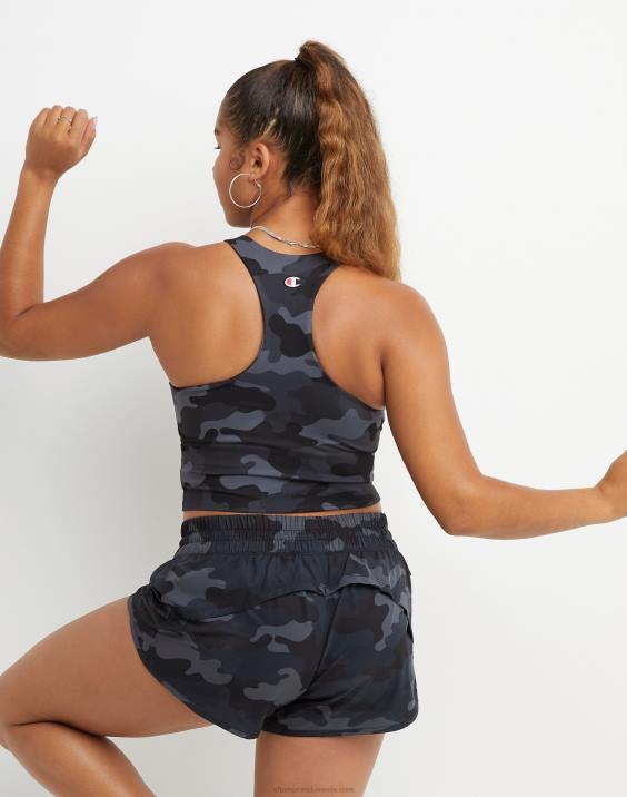 Champion ženske soft touch crop top tisk 2B842028 športno maskirno strelivo črno