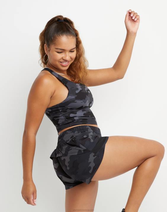 Champion ženske soft touch crop top tisk 2B842028 športno maskirno strelivo črno