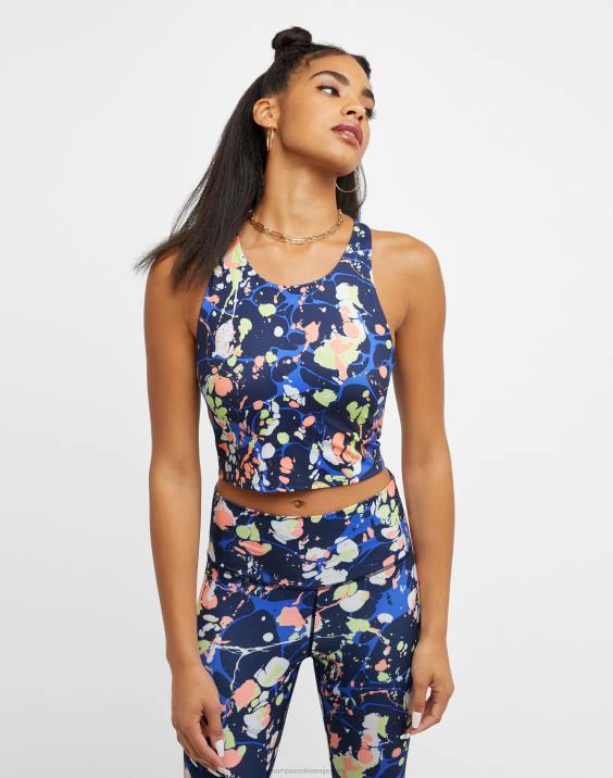 Champion ženske soft touch crop top tisk 2B842029 temni marmor klasična nebesno modra