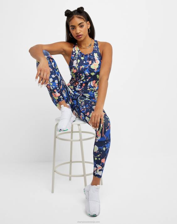 Champion ženske soft touch crop top tisk 2B842029 temni marmor klasična nebesno modra