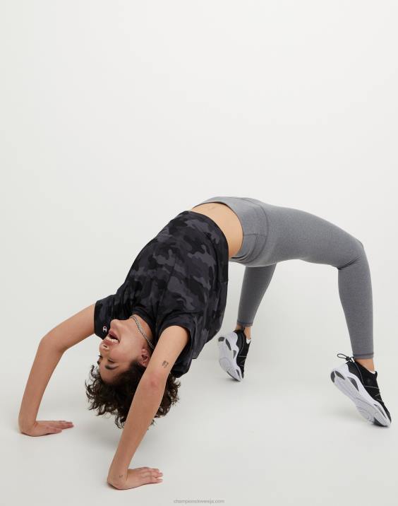 Champion ženske soft touch essential camo majica z logotipom 2B842024 športno maskirno strelivo črno