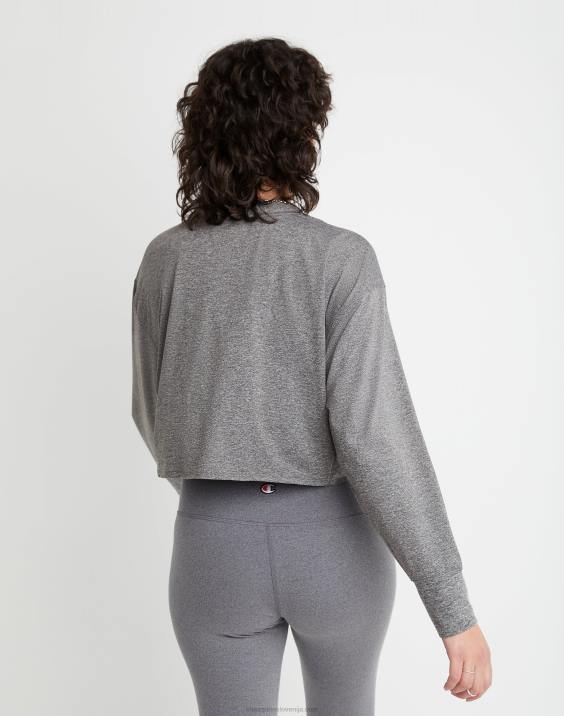 Champion ženske soft touch z dolgimi rokavi, skrajšana posadka 2B841415 ebenovinasto vresje