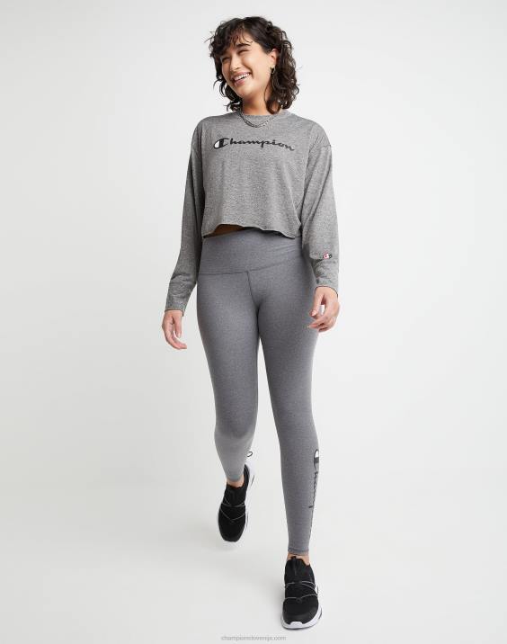 Champion ženske soft touch z dolgimi rokavi, skrajšana posadka 2B841415 ebenovinasto vresje