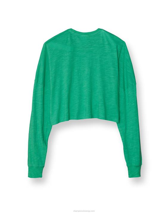 Champion ženske sprana, skrajšana majica z dolgimi rokavi 2B841411 zeleni hrustljavi