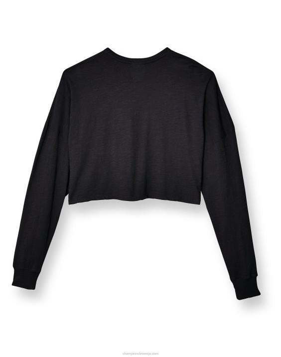 Champion ženske sprana, skrajšana majica z dolgimi rokavi 2B841412 Črna