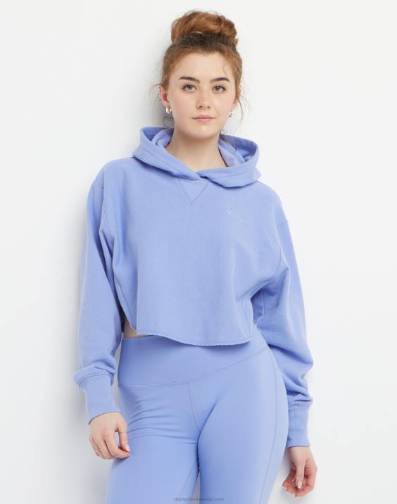 Champion ženske francoski frotirski pulover s kapuco z obrnjenim tkanjem in logotipom c 2B841008 očarljiva modra