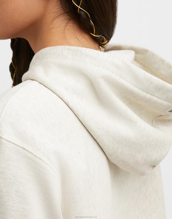 Champion ženske francoski frotirski pulover s kapuco z obrnjenim tkanjem in logotipom c 2B841009 ovsena kaša heather