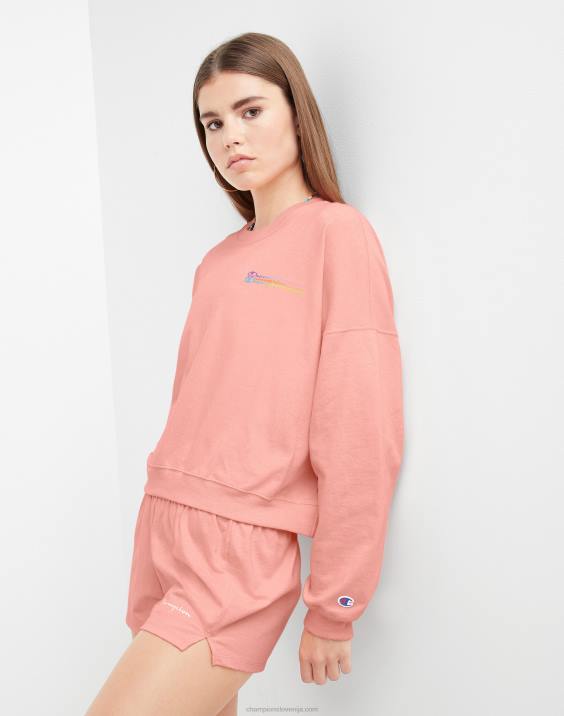 Champion ženske jopica z okroglim izrezom, valovita pisava 2B84987 sladkorna breskev resa