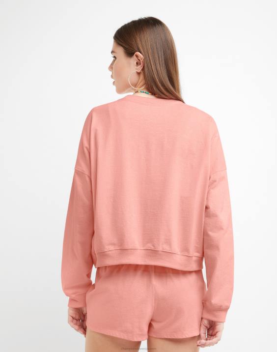 Champion ženske jopica z okroglim izrezom, valovita pisava 2B84987 sladkorna breskev resa