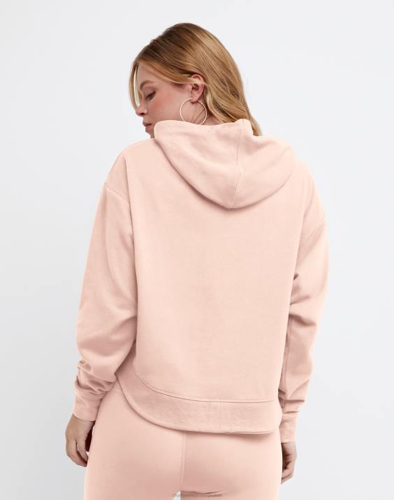 Champion ženske kampus francoski frotirni pulover s kapuco c logotipom 2B84974 bledo rdečilo roza